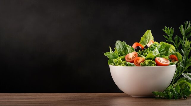 Delicious salad in a bowl for a healthy meal with copy space for text