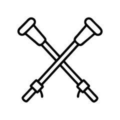 nordic walking poles icon, nordic walking poles line art - simple line art of nordic walking poles, perfect for nordic walking poles logos and icons and themed design