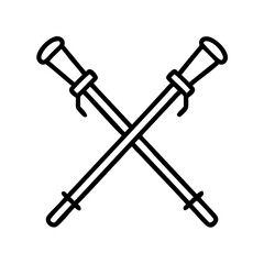 nordic walking poles icon, nordic walking poles line art - simple line art of nordic walking poles, perfect for nordic walking poles logos and icons and themed design