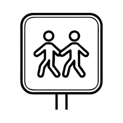 pedestrian zone sign icon, pedestrian zone sign line art - simple line art of pedestrian zone sign, perfect for pedestrian zone sign logos and icons and themed design