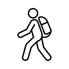 person with walking backpack icon, person with walking backpack line art - simple line art of person with walking backpack, perfect for person with walking backpack logos and icons and themed design
