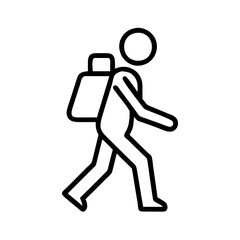 person with walking backpack icon, person with walking backpack line art - simple line art of person with walking backpack, perfect for person with walking backpack logos and icons and themed design