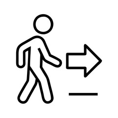 walk with arrow icon, walk with arrow line art - simple line art of walk with arrow, perfect for walk with arrow logos and icons and themed design