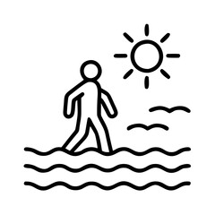 sunset walk on the beach icon, sunset walk on the beach line art - simple line art of sunset walk on the beach, perfect for sunset walk on the beach logos and icons and themed design