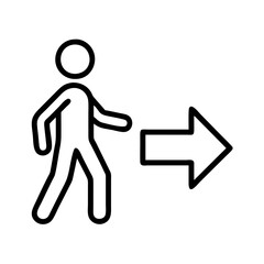 walk with arrow icon, walk with arrow line art - simple line art of walk with arrow, perfect for walk with arrow logos and icons and themed design