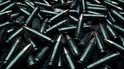 Black bullets lined up ready for use.