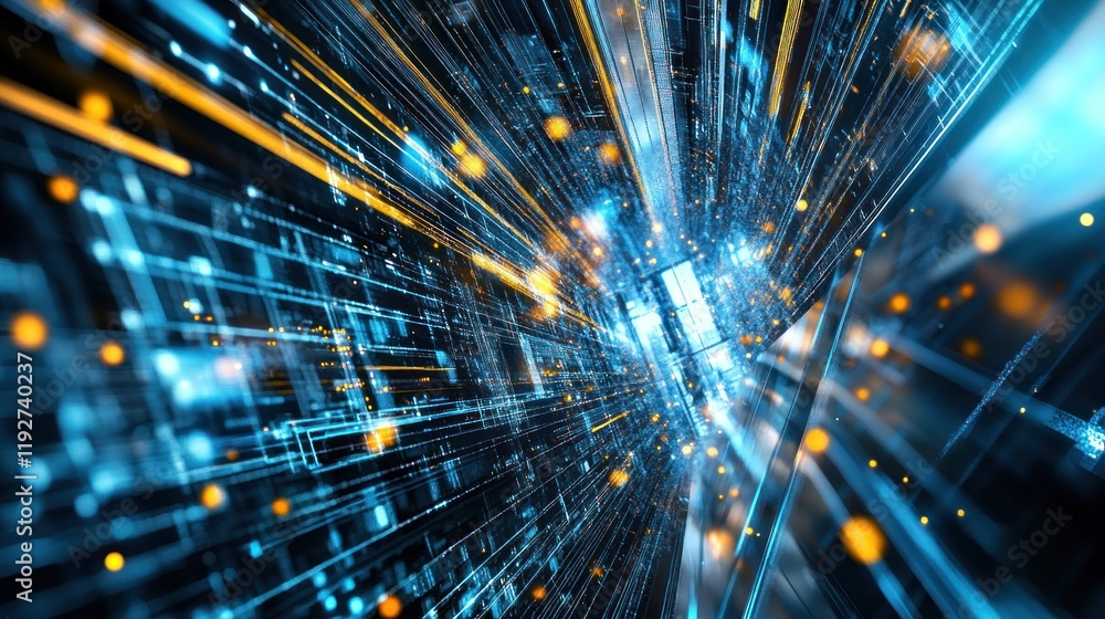 Poster digital data stream: a futuristic visualization of information flow