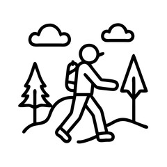 walking in the countryside icon, walking in the countryside line art - simple line art of walking in the countryside, perfect for walking in the countryside logos and icons and themed design