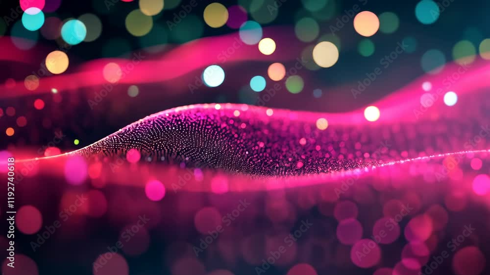 Poster colorful abstract waves with glowing particles create a mesmerizing visual experience at night