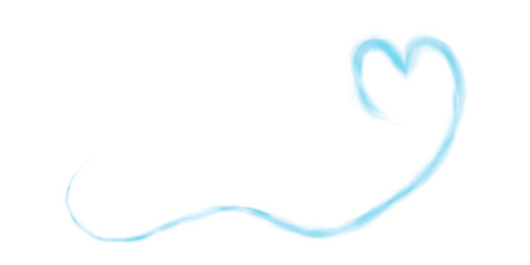 Blue heart shaped smoke effect, sign of love, smoke hearts, love. Blue waves of smoke from hot drink, coffee, cigarettes, tea or food. Mockup of fog with swirls. PNG.