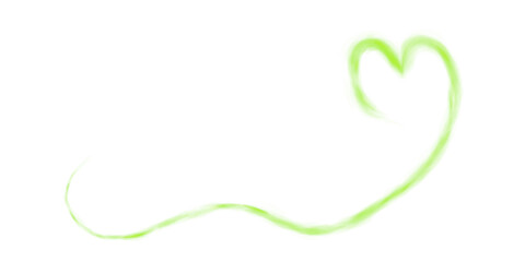 Green heart shaped smoke effect, sign of love, smoke hearts, love. Green waves of smoke from hot drink, coffee, cigarettes, tea or food. Mockup of fog with swirls. PNG.