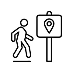 walking route marker icon, walking route marker line art - simple line art of walking route marker, perfect for walking route marker logos and icons and themed design