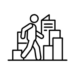 walking through cityscape icon, walking through cityscape line art - simple line art of walking through cityscape, perfect for walking through cityscape logos and icons and themed design