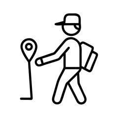 walking tour guide icon, walking tour guide line art - simple line art of walking tour guide, perfect for walking tour guide logos and icons and themed design