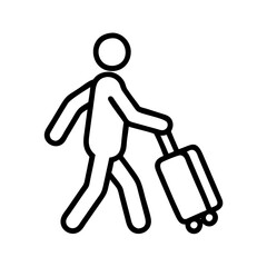 walking with a suitcase traveling icon, walking with a suitcase traveling vector,