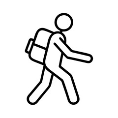 walking with backpack icon, walking with backpack line art - simple line art of walking with backpack, perfect for walking with backpack logos and icons and themed design