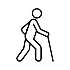 walking with cane mobility aid walking with cane mobility aid - simple line art of walking with cane mobility aid, perfect for walking with cane mobility aid logos and icons and themed design