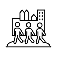 city walk tour icon, city walk tour line art - simple line art of city walk tour, perfect for city walk tour logos and icons and themed design