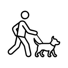 dog walker icon, dog walker line art - simple line art of dog walker, perfect for dog walker logos and icons and themed design