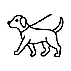 dog walking icon, dog walking line art - simple line art of dog walking, perfect for dog walking logos and icons and themed design