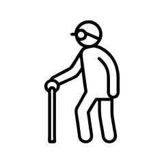 elderly person with cane icon, elderly person with cane line art - simple line art of elderly person with cane, perfect for elderly person with cane logos and icons and themed design