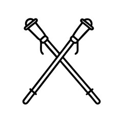 nordic walking poles icon, nordic walking poles line art - simple line art of nordic walking poles, perfect for nordic walking poles logos and icons and themed design