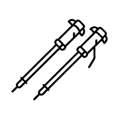 nordic walking poles icon, nordic walking poles line art - simple line art of nordic walking poles, perfect for nordic walking poles logos and icons and themed design