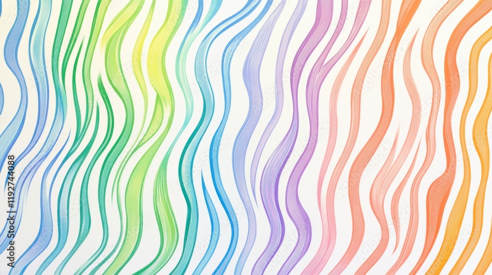 Poster colorful curved line pattern with rainbow gradient for background design