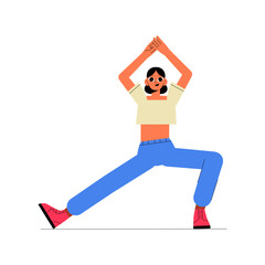Female Yoga Practitioner Performing Stretch Pose In Flat Vector Illustration Symbolizing Wellness, Flexibility, And Mind And Body Connection, Isolated On White Background