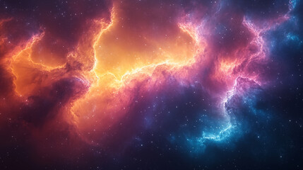 Cosmic nebula swirling with vibrant colors, celestial space phenomenon