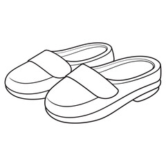 slippers line drawing vector illustration. outline design