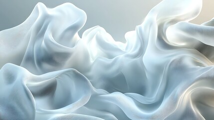 Fototapeta premium Flowing white fabric, abstract design, light background, elegant texture, website banner