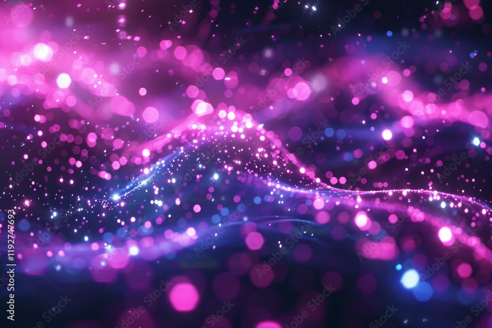 Poster vibrant and mesmerizing abstract background with enchanting neon sparkle waves. glowing particles. a