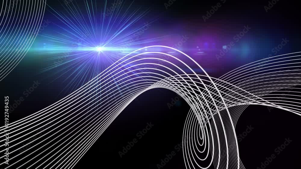 Poster futuristic video animation with stripe wave object and light in slow motion, 4096x2304 loop 4k