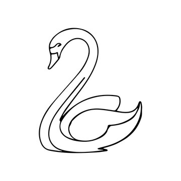recommend clip art: A swan black and white drawing design