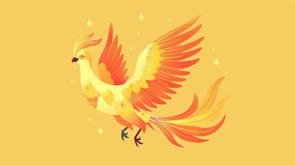 A stylized phoenix bird in flight with a fiery tail.