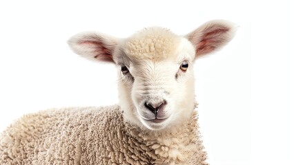 Obraz premium A close-up of a fluffy baby lamb looking at the camera.