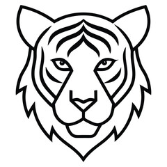 Minimalist black and white tiger head line art logo on white background