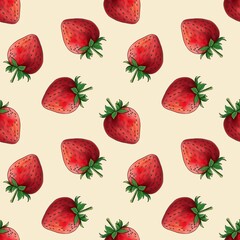 Sweet Strawberry Small Design on Pastel Yellow Background
