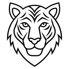 Minimalist black and white tiger head line art logo on white background