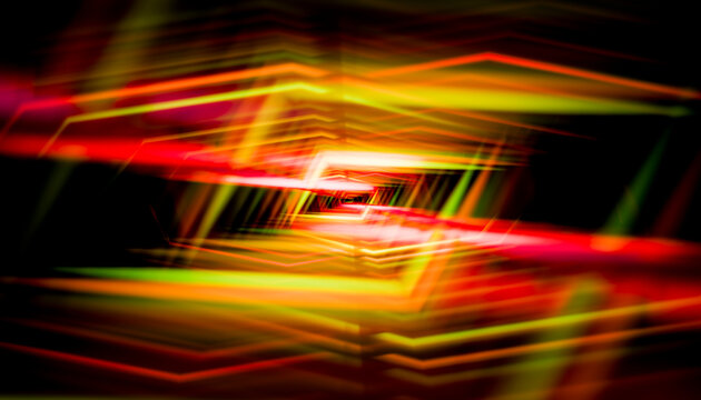 Vibrant 3D render of abstract light tunnel