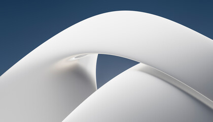 Minimalist white curve abstract 3D render background