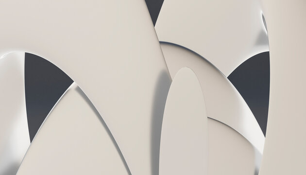 Abstract 3D Render with curvilinear shapes and smooth textures