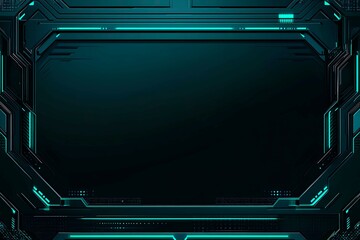 Obraz premium Abstract black background with green accents, futuristic design elements, and geometric patterns, perfect for technology and gaming themes. 