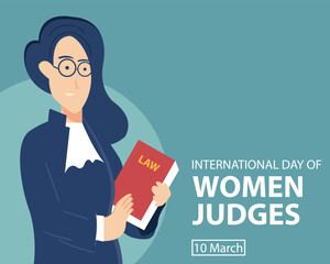 illustration vector graphic of a female judge wearing glasses holds a book, perfect for international day, women judges, celebrate, greeting card, etc.