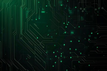 Abstract black background with green accents, futuristic design elements, and geometric patterns, perfect for technology and gaming themes.
