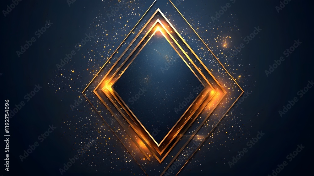 Poster minimalist gold geometric frame with gradient background for modern design concepts
