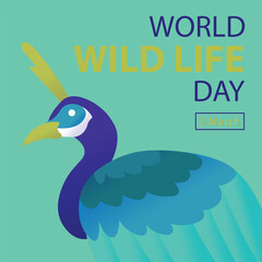 illustration vector graphic of lone peacock,perfect for international day, world wild life day, celebrate, greeting card, etc.