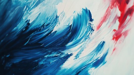 Abstract Colorful Swirls in Blue, White, and Red Paint Texture