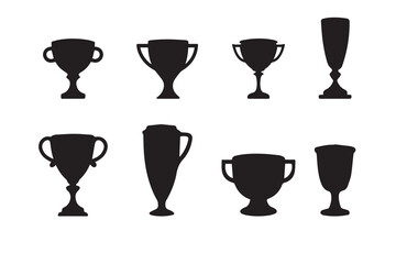 Trophy cup silhouette vector bundle 